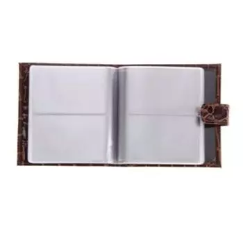 Визитница на кнопке, 18 листов, цвет коричневый