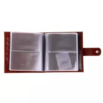 Визитница на кнопке, 16 листов, цвет бордовый