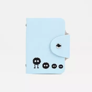 Визитница на кнопке, 24 карты, цвет голубой