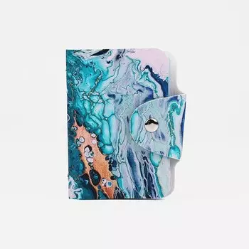 Визитница на кнопке, 24 карты, цвет изумрудный