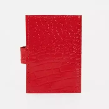 Визитница на кнопке, 18 карт, цвет алый
