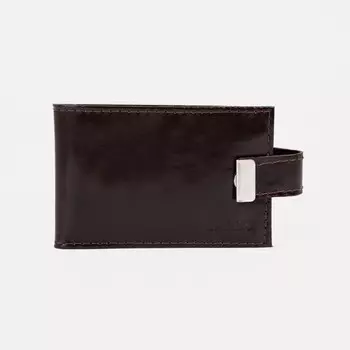 Визитница на кнопке, 18 карт, цвет коричневый