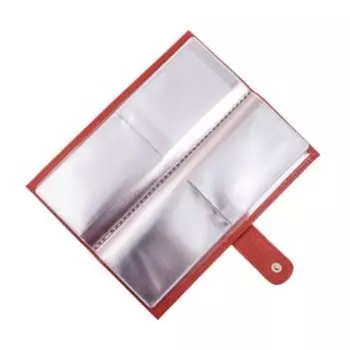 Визитница на кнопке, 18 листов, цвет красный