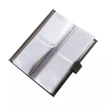 Визитница на кнопке, 18 листов, цвет коричневый