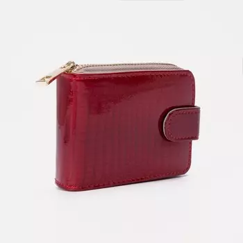 Визитница на молнии, 11 картхолдеров, цвет красный