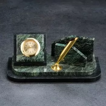 Визитница «Змеевик»: подставка для ручек, часы
