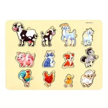 Рамка - вкладыш «Животные фермы», 12 вкладышей