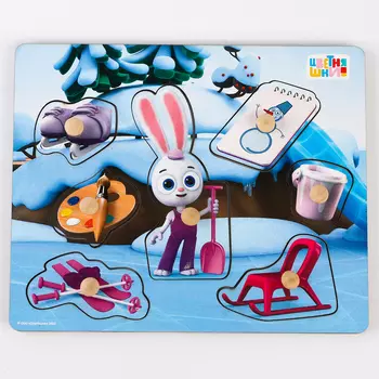 Рамки - вкладыши «Цветняшки. Зимняя прогулка Зайчонка Скок», 7 деталей