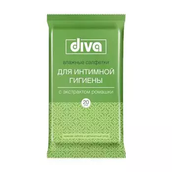 Влажные салфетки Diva intimate Ромашка, для интимной гигиены, 20 шт.