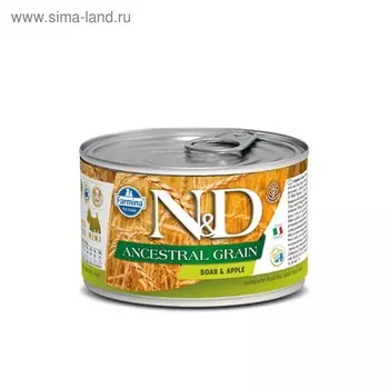 Влажный корм Farmina N&amp;D Low Grain Dog для собак мини пород, , кабан/яблоко, 140 г