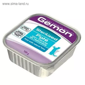 Влажный корм Gemon Cat Sterilized для стерилизованных кошек, паштет тунец, 100 г