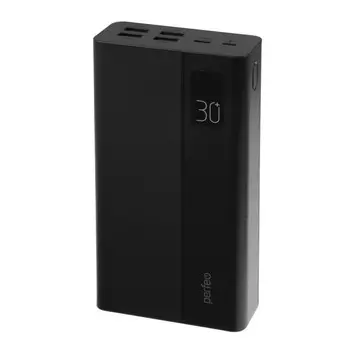Внешний аккумулятор Perfeo MOUNTAINS PF_D0161, 30000 мАч, 4 USB, 3А, быстрая зарядка, черный