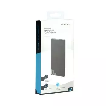 Внешний аккумулятор Veizer VZ-PBK-001, 10000 мАч, 2 USB, индикатор, фонарик, черный