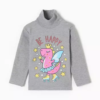 Водолазка для девочек, цвет серый меланж, рост 92 см