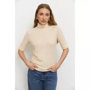Водолазка женская с коротким рукавом Eliseeva Olesya, размер 52, цвет бежевый