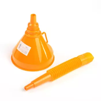 Воронка для ГСМ с сеткой, съёмный носик, диаметр 145, длина 34 см, пластик, оранжевый