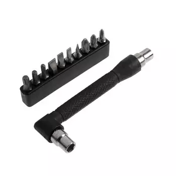 Вороток-отвертка с набором бит ЛОМ, Г-образный, 11 предметов