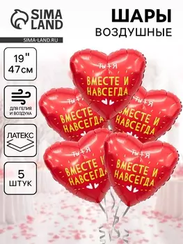 Воздушные шары фольгированные 19" «Вместе и навсегда», 5 шт.