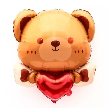 Воздушный шар фольгированный 30" «Мишка с сердцем», фигура