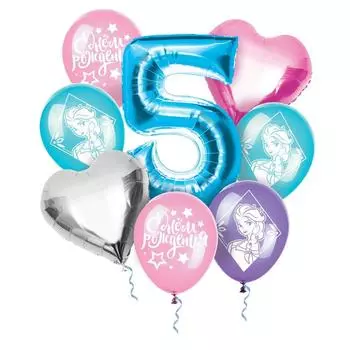 Воздушные шары, набор "С Днем Рождения 5 лет", Холодное сердце