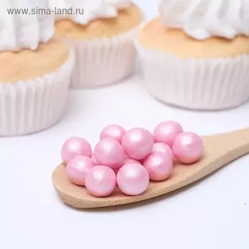 Посыпка кондитерская с мягким центром "Жемчуг" Розовый 12-13 мм 50 г