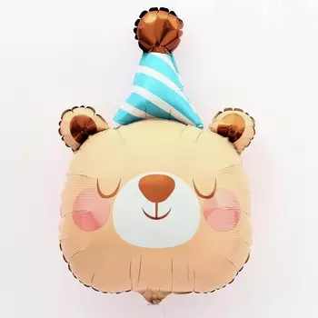 Воздушный шар фольгированный 30" «Мишка именинник», фигура