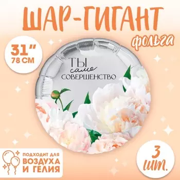 Воздушный шар фольгированный 31" "Совершество", круг, набор 3 шт.