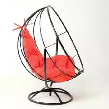 Вращающееся кресло "Круглое" с красной подушкой, 139х106х69см