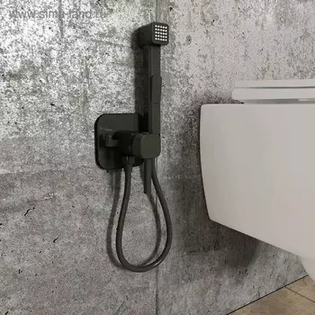 Встраиваемый смеситель IDDIS 004BLS0i08, с гигиеническим душем,матовый черный