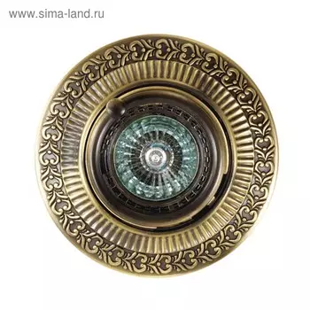 Встраиваемый светильник Novotech, 50 Вт, GX5,3, 12 В, 100x100 мм, d=100 мм, цвет бронзовый