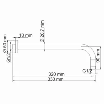 Встроенный верхний излив для душа WasserKRAFT A097, латунь, цвет никель