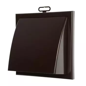 Выход стенной ZEIN, 190х190 мм, с фланцем d=125/150/60х120 мм, с обр. клапаном, коричневый