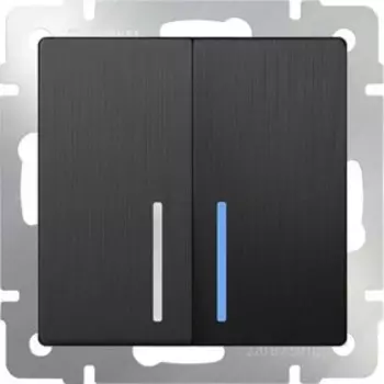 Выкл. Двухклав. Проход. с подсветкой WL04-SW-2G-2W-LED цвет графит рифленый, материал пл.