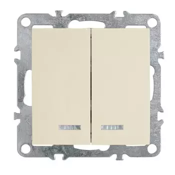 Выключатель 2-клавишный с индикатором (механизм), STEKKER Эрна, PSW10-9102-02,слоновая кость 1022452
