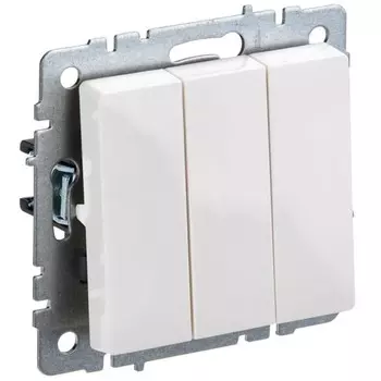 Выключатель IEK, 3 клавиши, СП BRITE ВС10-3-0-БрБ, 10 А , белый
