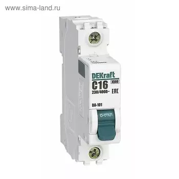 Выключатель автоматический DEKraft ВА-101, 1п, 40 А, х-ка С, 4.5 кА
