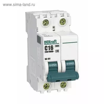 Выключатель автоматический DEKraft ВА-101, 2п, 63 А, х-ка С, 4.5 кА