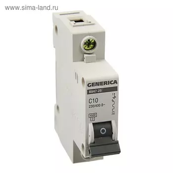 Выключатель автоматический IEK GENERICA ВА47-29, 1п, 10 А, 4.5 кА, хар-ка С