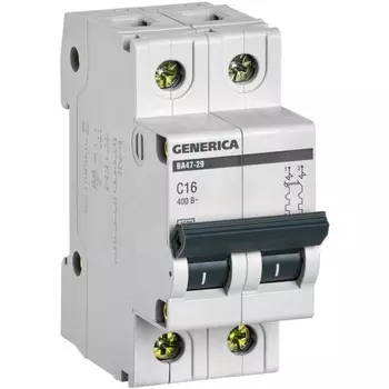 Выключатель автоматический IEK MVA25-2-016-C 2п, 16А, 4.5кА