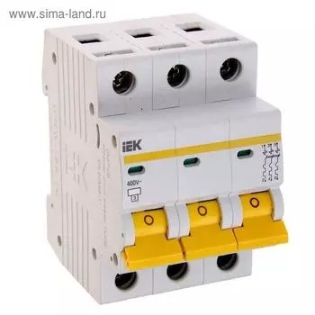 Выключатель автоматический IEK, трехполюсный, C 4 А, ВА 47-29, 4.5 кА, MVA20-3-004-C