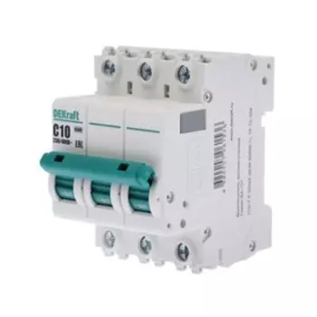 Выключатель автоматический SE DEKraft ВА-101, 3 полюса, С, 10 А, 4.5 кА, 11077DEK