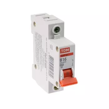 Выключатель автоматический TDM ВА47-63, 1п, 16 А, 4.5 кА, В, SQ0218-0039