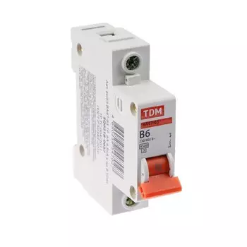 Выключатель автоматический TDM ВА47-63, 1п, 6 А, 4.5 кА, В, SQ0218-0037