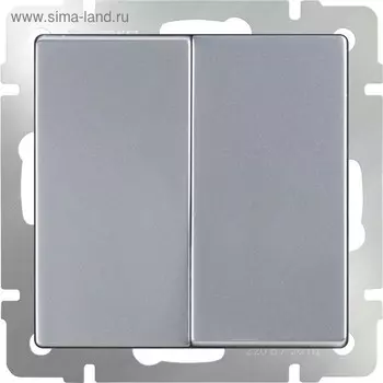 Выключатель двухклавишный проходной WL06-SW-2G-2W, цвет серебряный