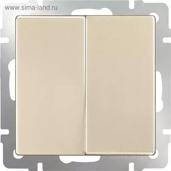 Выключатель двухклавишный проходной WL11-SW-2G-2W, цвет шампань