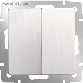 Выключатель двухклавишный проходной WL13-SW-2G-2W, цвет перламутровый рифленый