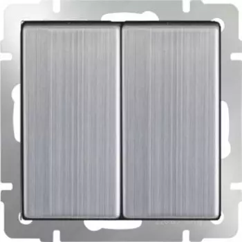 Выключатель двухклавишный WL02-SW-2G, цвет никель