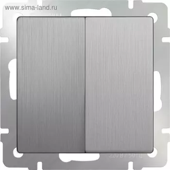Выключатель двухклавишный WL09-SW-2G, цвет cеребряный