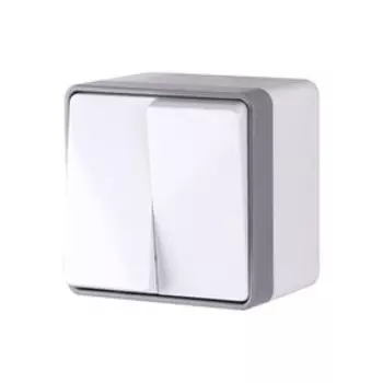 Выключатель двухклавишный влагозащищенный Gallant WL15-03-02-white, цвет белый