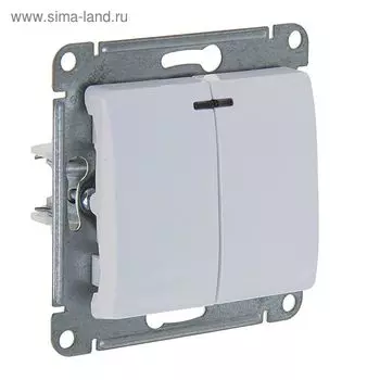 Выключатель "Glossa" SchE GSL000153, 10 А, 2 клавиши, с подсветкой, скрытый, белый